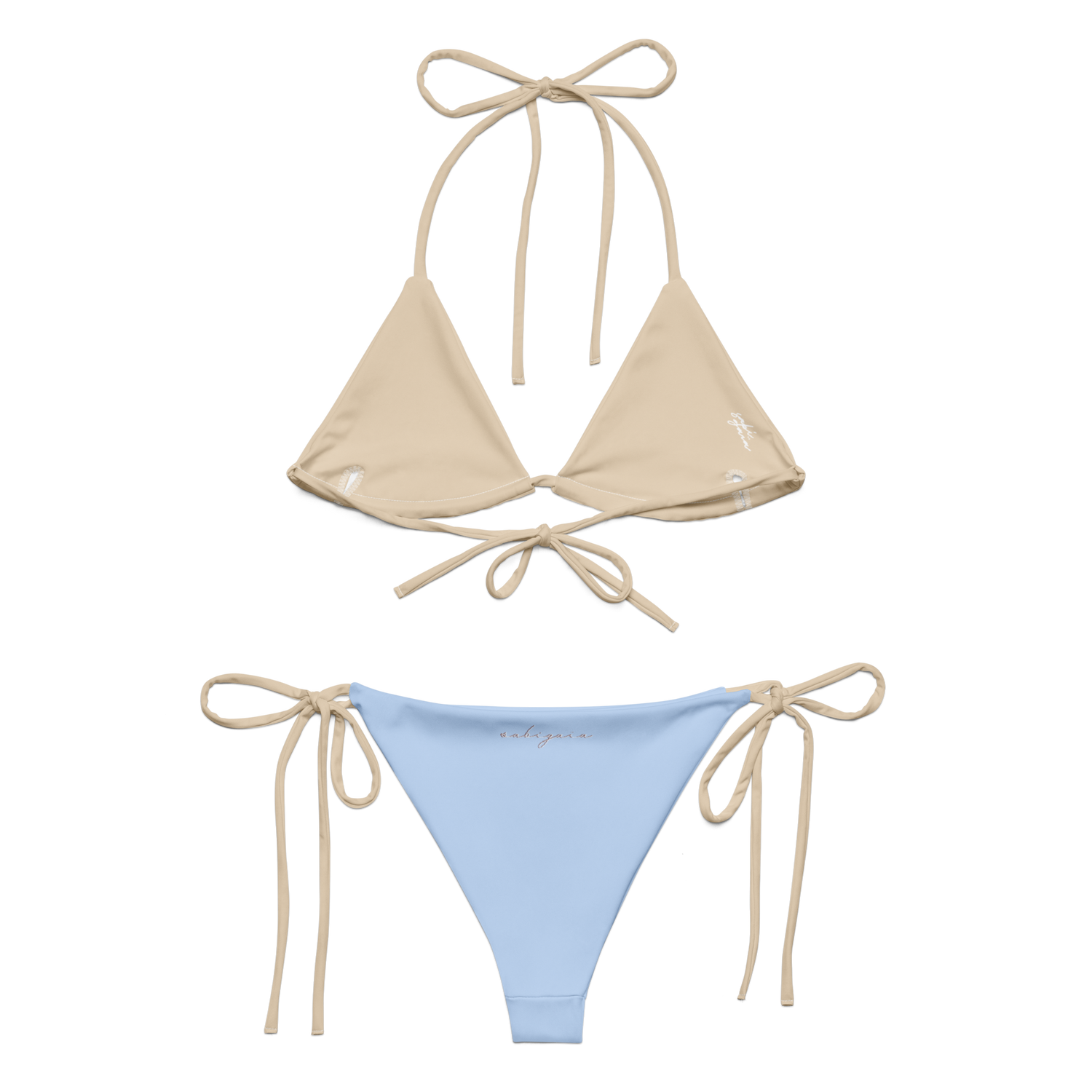 String Bikini Set in Blueberry Milk & Oatmilk Latte 💧🔆♻️