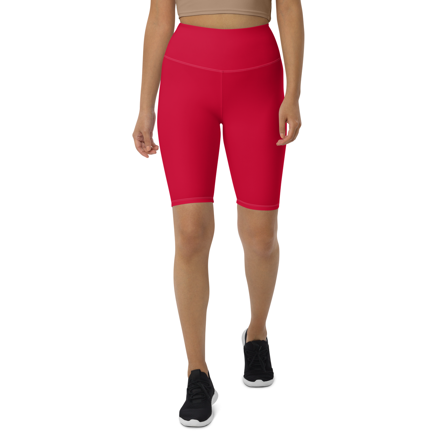 Red and white biker 2025 shorts