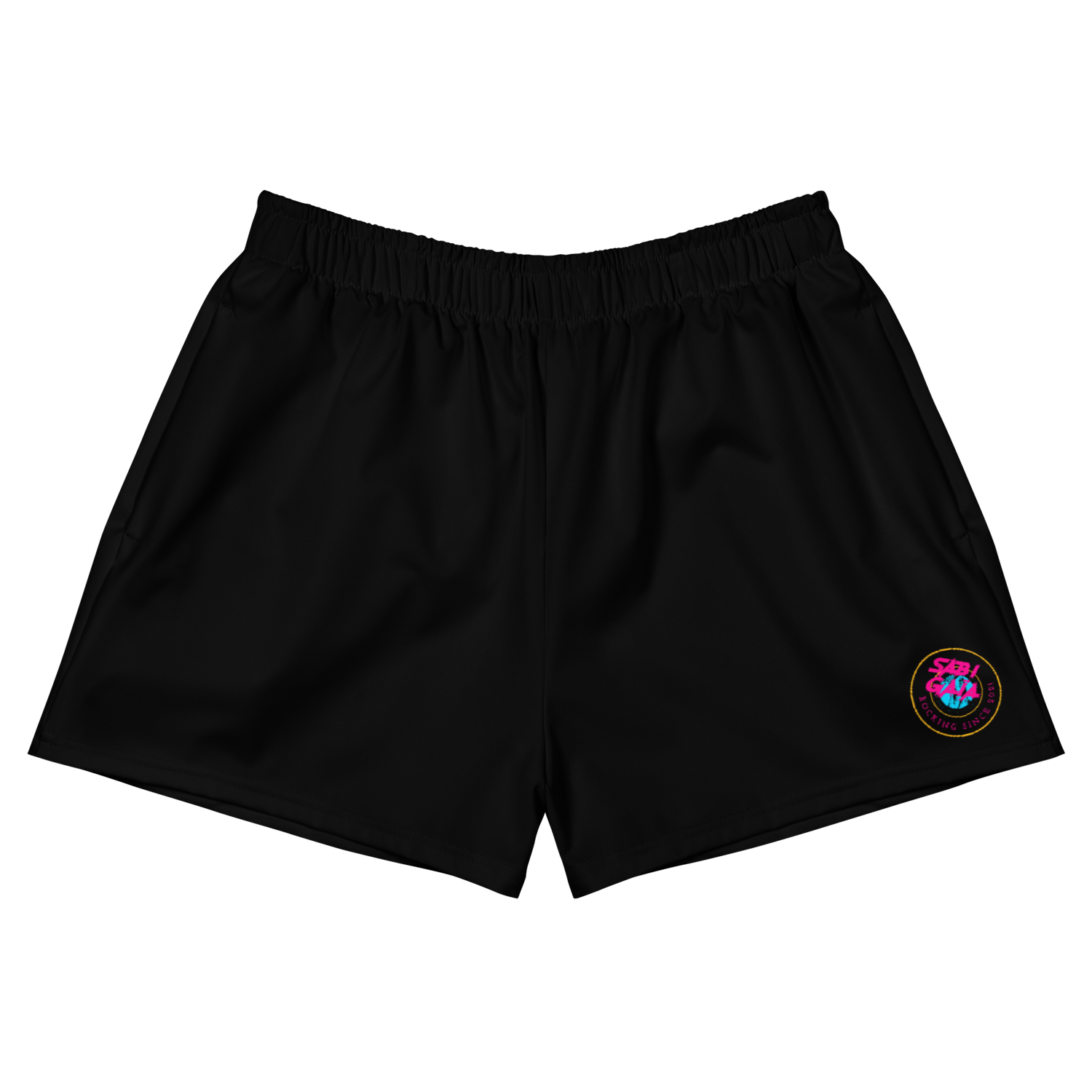 Women's Athletic Short Shorts in Color Pop Black 💧🔆